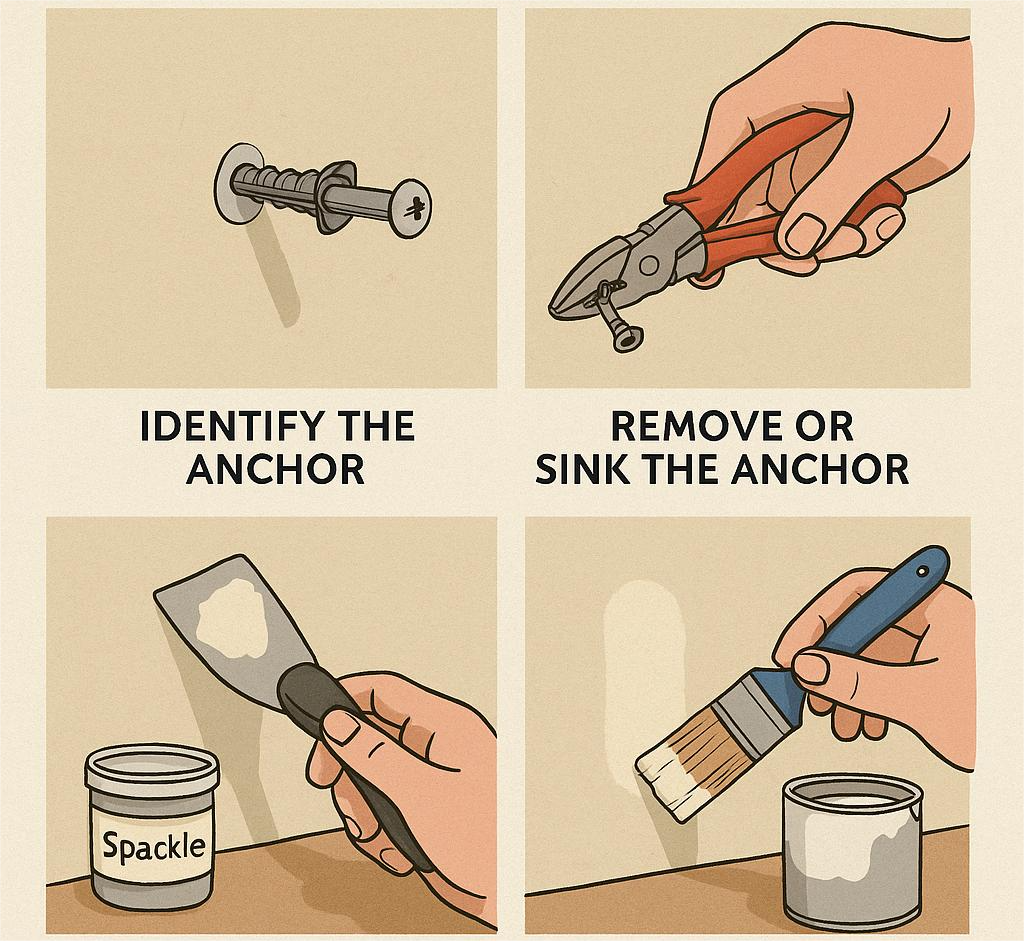 Removing a plastic drywall anchor with a screw and pliers
